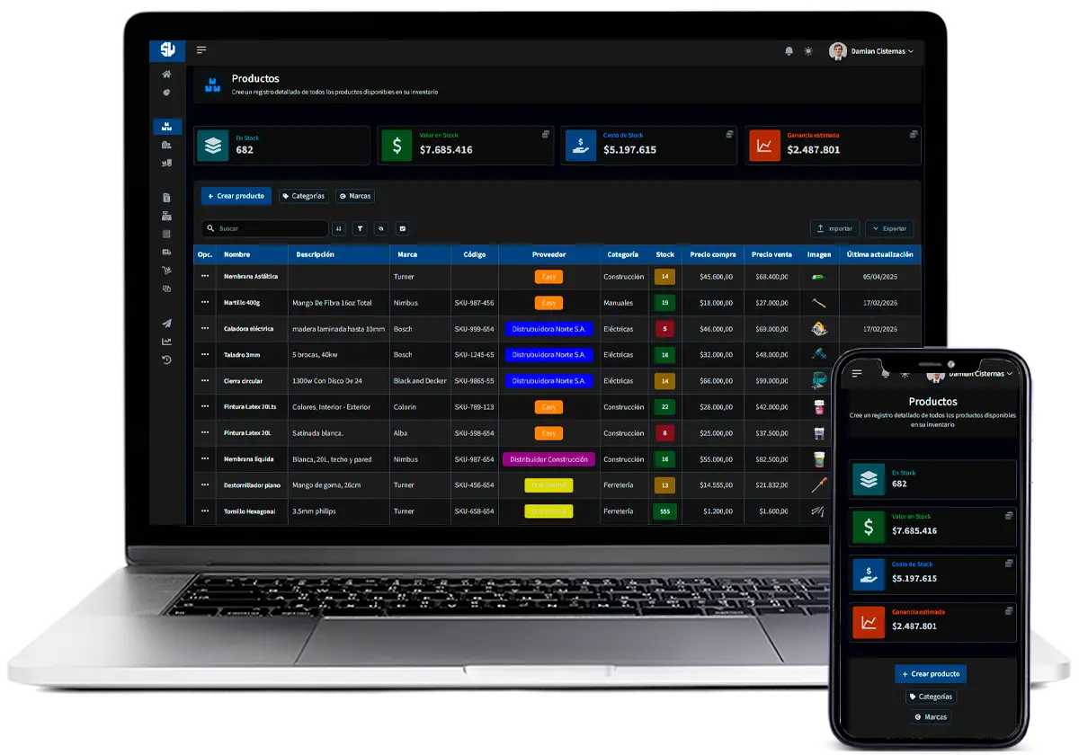 imagen del software de stockweb dark